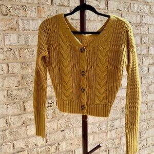 Moon & Madison Mustard Cable Knit Cardigan